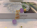 Natural white crystal cut 8mm bracelet with lavender Amethyst and 14k