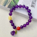 Natural amethyst 10mm bracelet with natural honey wax, south red and A