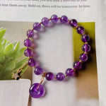 Natural amethyst 8mm bracelet, with Amethyst safety buckle and 14k Gol