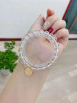 Natural white crystal 8mm bracelet with silver plated accessories