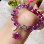 Natural amethyst 8mm bracelet, with elongated stone, Amethyst Star Pen