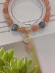 Natural sun stone 8mm bracelet with Moonstone and 14k gold clad moon a