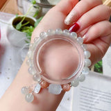 Natural white moonlight 8mm bracelet, with sun stone, white moonlight