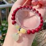 Natural cinnabar 8mm bracelet. Match with honey wax, Hotan jade old pe