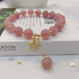 Natural horse powder 8mm bracelet with 925 Sterling Silver Star Pendant