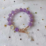 Natural lavender purple 10mm bracelet, with white moonlight, moonlight
