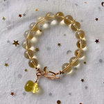 Natural Topaz 10m bracelet, with Topaz carved small purse and 14k gold