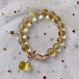 Natural Topaz 10m bracelet, with Topaz carved small purse and 14k gold
