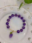 Natural amethyst 10mm bracelet with Amethyst grape pendant, S925 Sterl