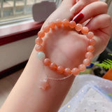 Natural Sunstone 8mm bracelet, with sea blue treasure, Sunstone little star