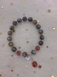 Natural grey moonlight 8mm bracelet with strawberry crystal and S925 s