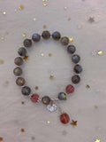 Natural grey moonlight 8mm bracelet with strawberry crystal and S925 s