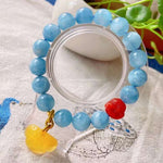 Natural sea blue treasure 11mm bracelet, with South Red Buddha head an