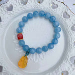 Natural sea blue treasure 10mm single ring bracelet, matched with Sout