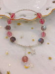 Natural strawberry crystal Moonstone bracelet with 925 Sterling Silver