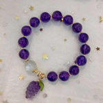 Natural amethyst 10mm bracelet with white moonlight and Amethyst carve