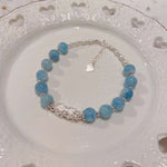 Natural sea blue treasure 7.4mm bracelet. Match with pearl, S925 sterl
