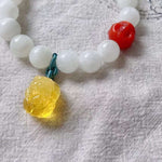 Natural Hetian white jade 10mm bracelet with natural South Red Buddha