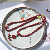 Natural raw ore cinnabar purple gold sand Buddha bead bracelet and necklace are dual-purpose Seiko p