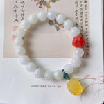 Natural Hetian white jade 10mm bracelet with natural South Red Buddha