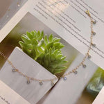 Natural grey moonlight 5mm Anklet with 14K gold wrapped love chain