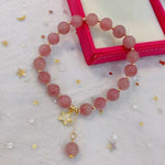 Natural horse powder 8mm bracelet with 925 Sterling Silver Star Pendant