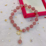 Natural horse powder 8mm bracelet with 925 Sterling Silver Star Pendant