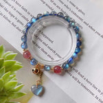 Natural grey moonlight 7.5mm bracelet, with strawberry crystal, grey m