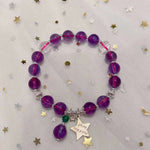 Natural amethyst 8mm bracelet. With white crystal cut face, S925 Sterl