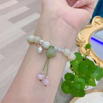 Natural Hetian jade old bead 10mm bracelet, matched with 925 sterling