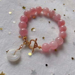 Natural horse powder 11mm bracelet with white moonlight safety buckle