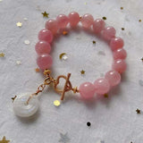 Natural horse powder 11mm bracelet with white moonlight safety buckle