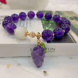 Natural amethyst 10mm bracelet with white moonlight and Amethyst carve