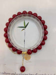 Natural cinnabar purple gold sand 8mm bracelet with 925 Sterling Silver gold-plated Fu character Pen