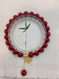 Natural cinnabar purple gold sand 8mm bracelet with 925 Sterling Silver gold-plated Fu character Pen