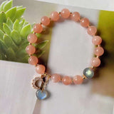Natural sun stone 8mm bracelet, with gray moonlight, elongated stone S