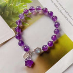 Natural amethyst 8mm bracelet, with elongated stone, Amethyst Star Pen