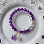 Natural amethyst 8mm bracelet with white moonlight and Amethyst stars