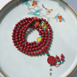 Natural raw ore cinnabar purple gold sand Buddha bead bracelet and necklace are dual-purpose Seiko p