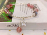 Natural strawberry crystal Moonstone bracelet with 925 Sterling Silver