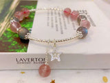 Natural strawberry crystal Moonstone bracelet with 925 Sterling Silver