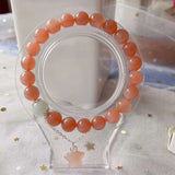 Natural Sunstone 8mm bracelet, with sea blue treasure, Sunstone little star
