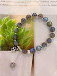 Natural grey moonlight 8mm bracelet with 925 sterling silver beads and