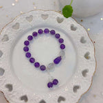 Natural amethyst 8mm bracelet, matched with Amethyst carving fortune luck, white moonlight