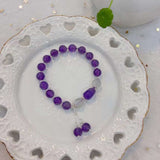 Natural amethyst 8mm bracelet, matched with Amethyst carving fortune luck, white moonlight