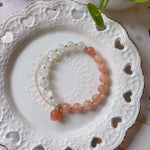 Natural white moonlight & Orange moonlight 8mm bracelet with Sunstone