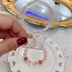 Natural starlight powder 10mm Folding Bracelet, with strawberry crysta