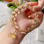 Natural Topaz 10m bracelet, with Topaz carved small purse and 14k gold