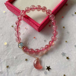 Natural strawberry crystal 8mm bracelet with strawberry crystal Moon P