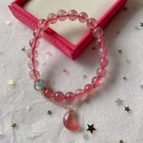 Natural strawberry crystal 8mm bracelet with strawberry crystal Moon P